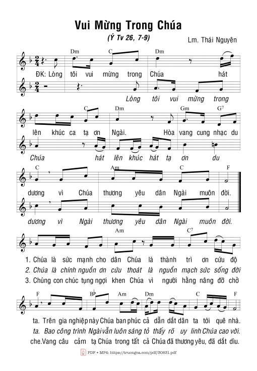 Sheet nhạc PDF bài Vui mừng trong Chúa