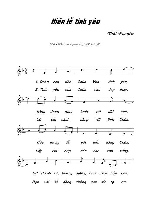 Sheet nhạc PDF bài Hiến lễ tình yêu