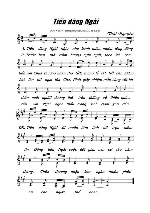 Sheet nhạc PDF bài Tiến dâng Ngài