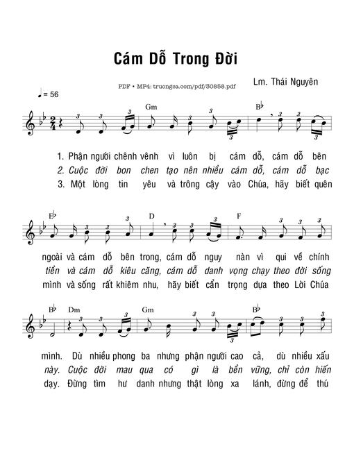 Sheet nhạc PDF bài Cám dỗ trong đời