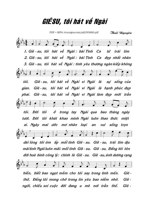 Sheet nhạc PDF bài Giêsu tôi hát về Ngài