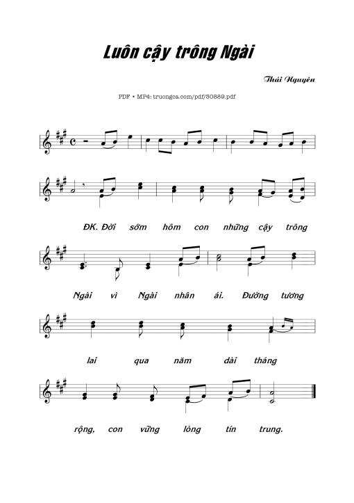 Sheet nhạc PDF bài Luôn cậy trông Ngài