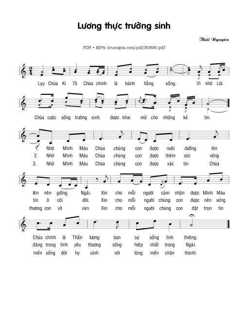 Sheet nhạc PDF bài Lương thực trường sinh