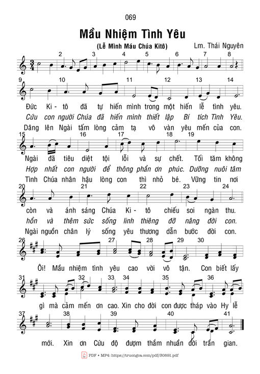 Sheet nhạc PDF bài Mầu Nhiệm Tình Yêu