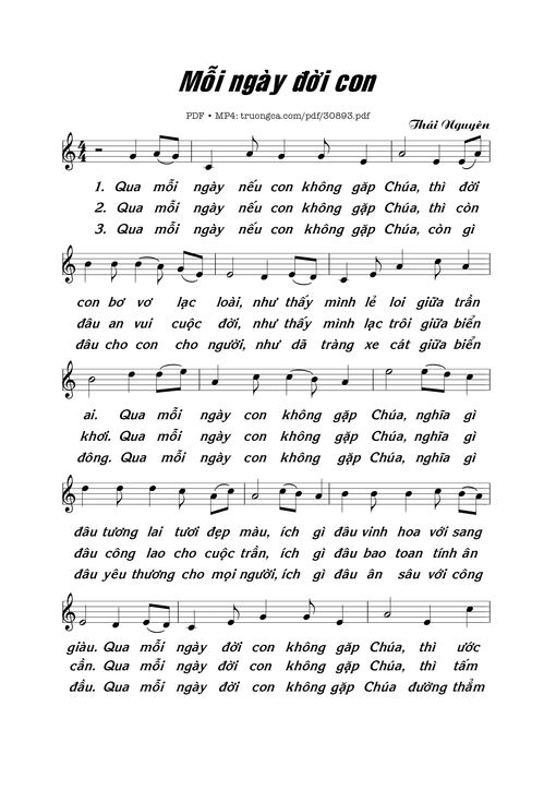 Sheet nhạc PDF bài Mỗi Ngày Đời Con