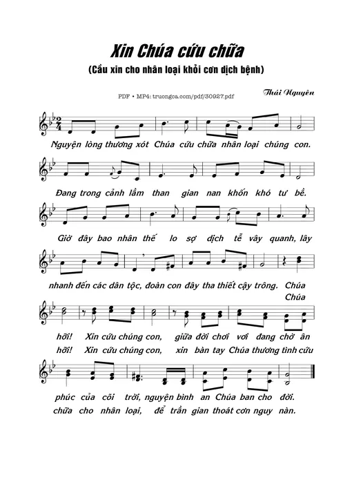 Sheet nhạc PDF bài Xin Chúa cứu chữa