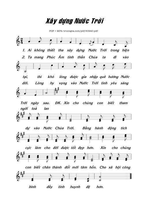 Sheet nhạc PDF bài Xây Dựng Nước Trời