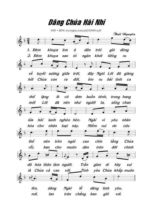 Sheet nhạc PDF bài Dâng Chúa Hài Nhi