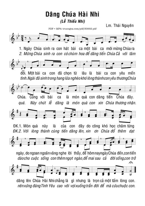 Sheet nhạc PDF bài Dâng Chúa Hài Nhi 2