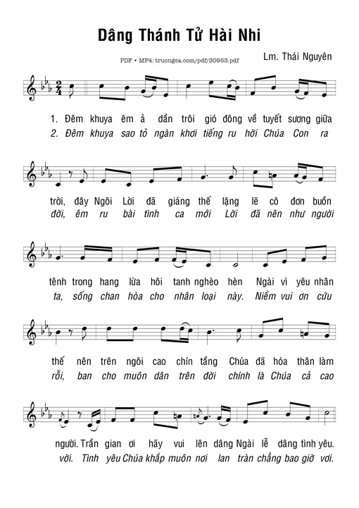 Sheet nhạc PDF bài Dâng Thánh Tử Hài Nhi