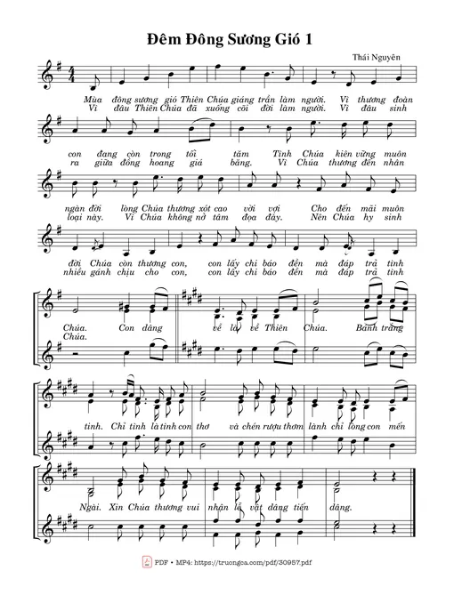 Sheet nhạc PDF bài Đêm đông sương gió 1
