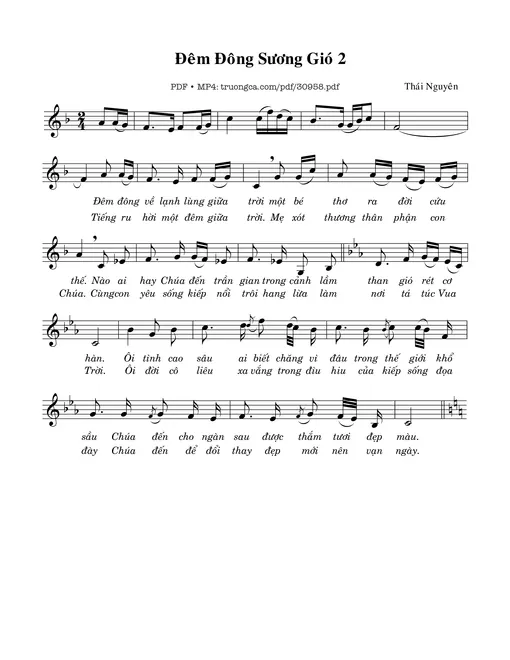 Sheet nhạc PDF bài Đêm Đông Sương Gió 2