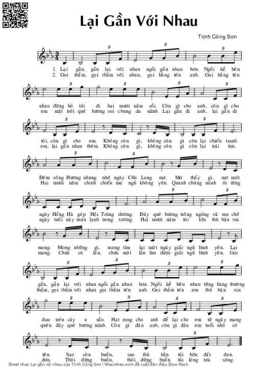 Sheet nhạc PDF bài Lại gần với nhau