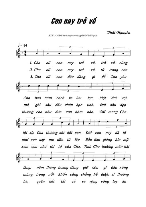 Sheet nhạc PDF bài Con nay trở về