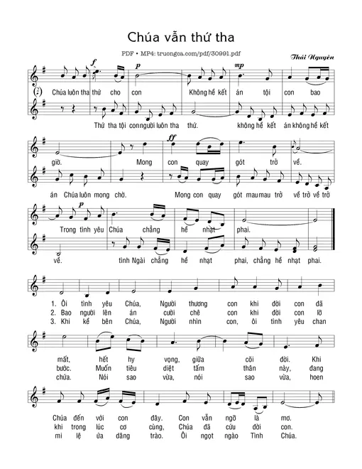 Sheet nhạc PDF bài Chúa Vẫn Thứ Tha