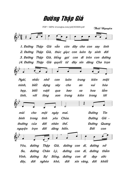 Sheet nhạc PDF bài Đường Thập Giá