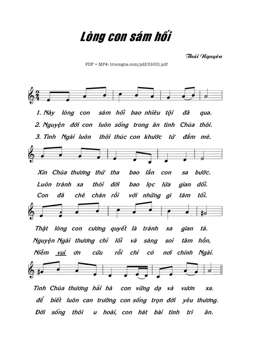 Sheet nhạc PDF bài Lòng Con Sám Hối