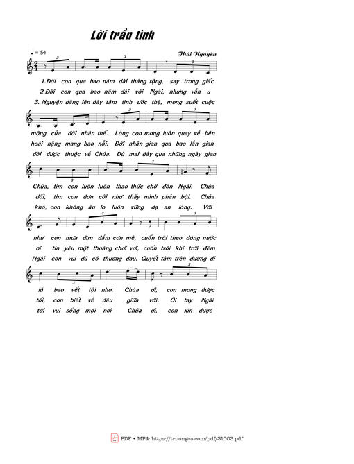 Sheet nhạc PDF bài Lời Trần Tình