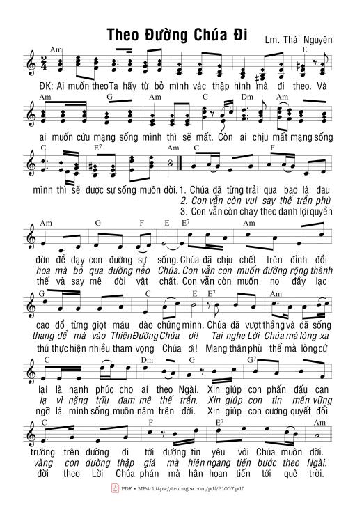 Sheet nhạc PDF bài Theo Đường Chúa Đi