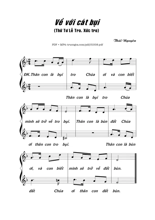 Sheet nhạc PDF bài Về với cát bụi