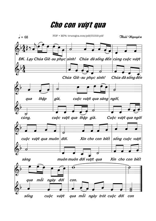 Sheet nhạc PDF bài Cho Con Vượt Qua