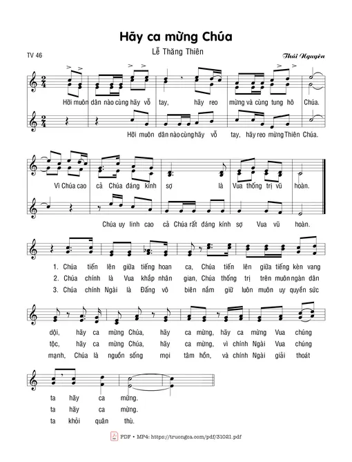 Sheet nhạc PDF bài Hãy ca mừng Chúa