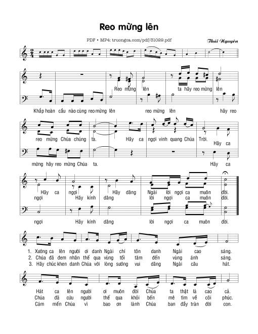 Sheet nhạc PDF bài Reo Mừng Lên