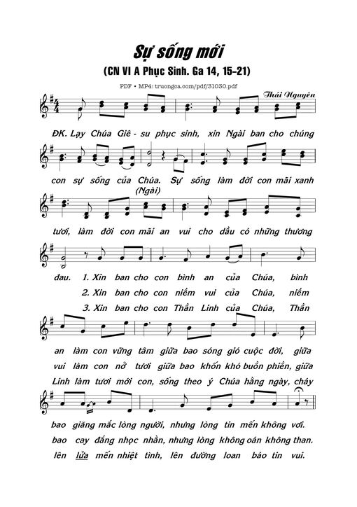 Sheet nhạc PDF bài Sự sống mới