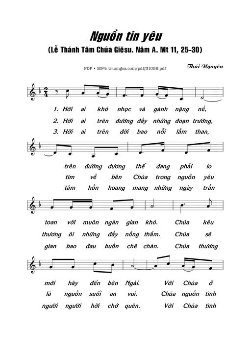 Sheet nhạc PDF bài Nguồn tin yêu