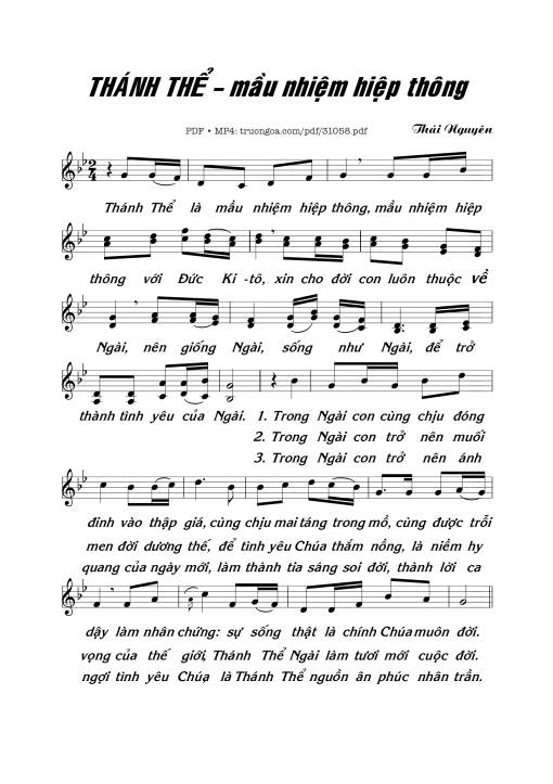 Sheet nhạc PDF bài Thánh Thể - Mầu Nhiệm Hiệp Thông