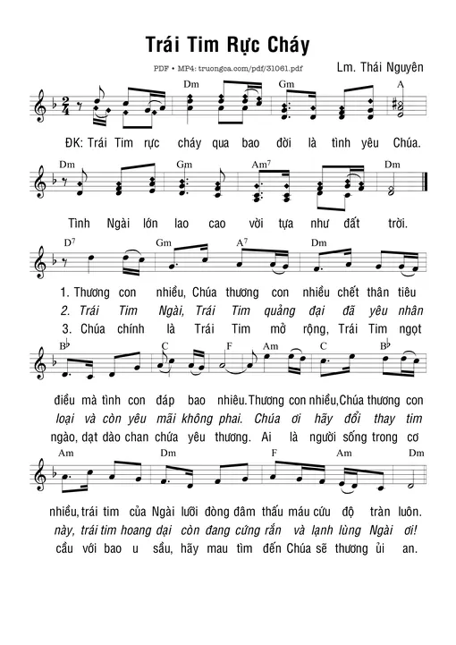 Sheet nhạc PDF bài Trái Tim Rực Cháy