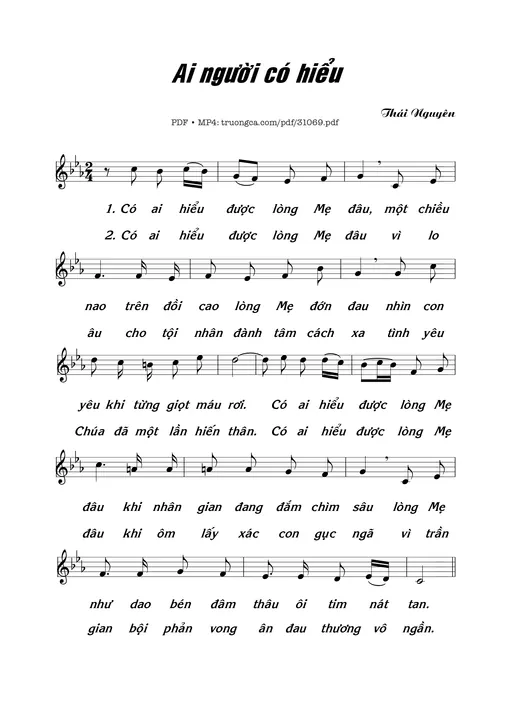Sheet nhạc PDF bài Ai Người Có Hiểu