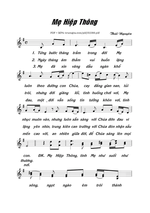 Sheet nhạc PDF bài Mẹ hiệp thông