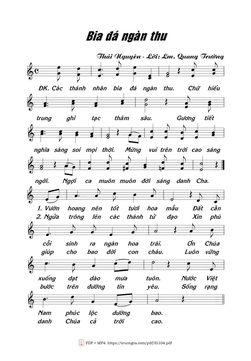 Sheet nhạc PDF bài Bia đá ngàn thu