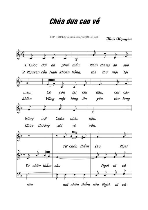 Sheet nhạc PDF bài Chúa Đưa Con Về