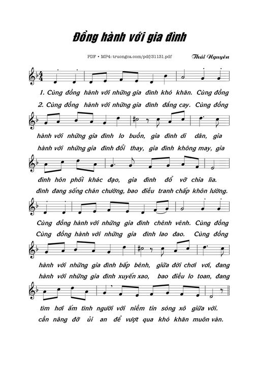 Sheet nhạc PDF bài Đồng hành với gia đình