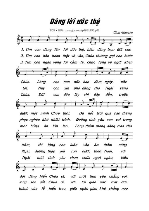Sheet nhạc PDF bài Dâng lời ước thệ