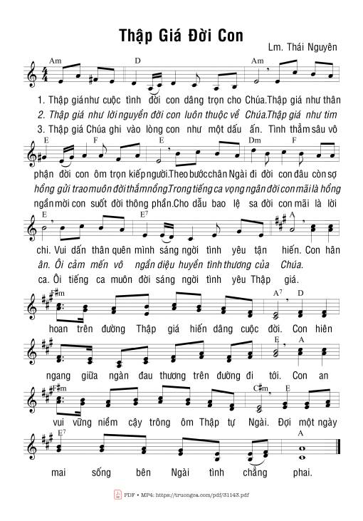 Sheet nhạc PDF bài Thập giá đời con