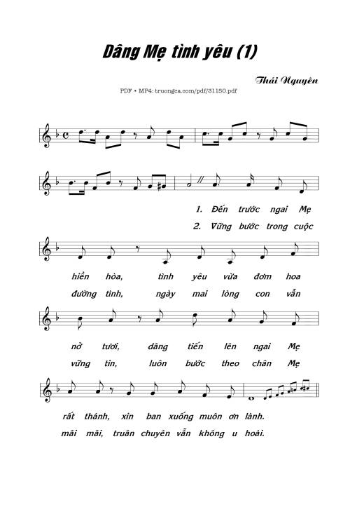 Sheet nhạc PDF bài Dâng Mẹ tình yêu 1