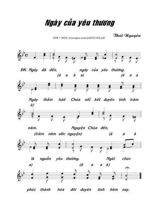 Sheet nhạc PDF bài Ngày của yêu thương