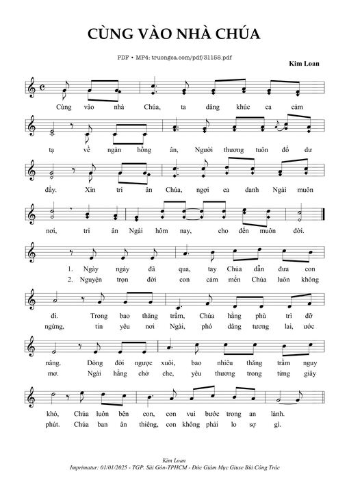 Sheet nhạc PDF bài Cùng Vào Nhà Chúa