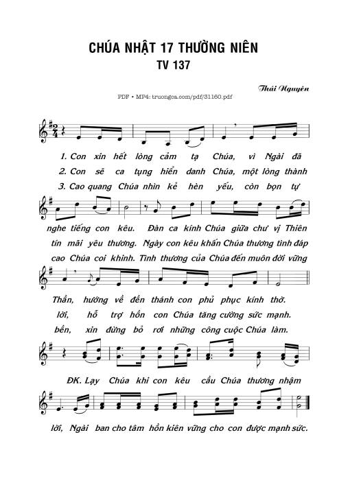 Thánh Vịnh 137, Chúa Nhật 17C Thường Niên