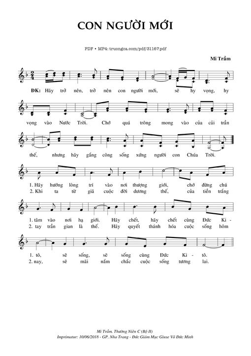 Sheet nhạc PDF bài Con Người Mới