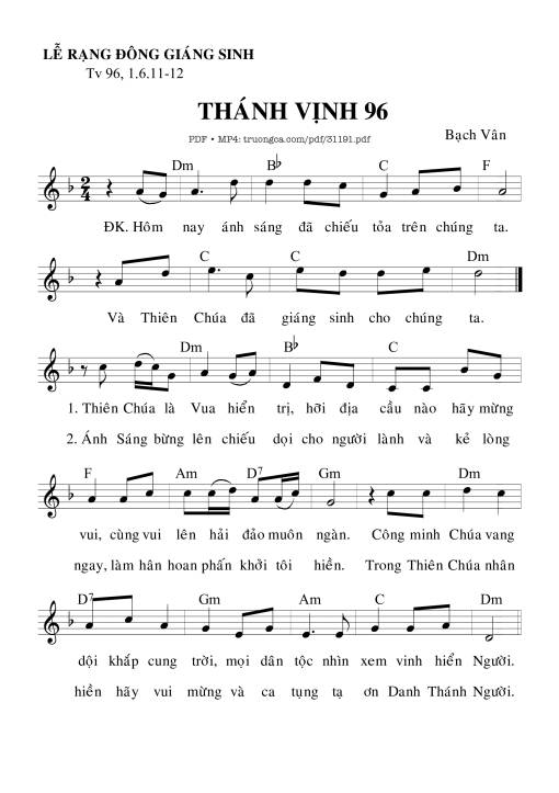 Sheet nhạc PDF bài Thánh Vịnh 96, Lễ Rạng Đông Giáng Sinh