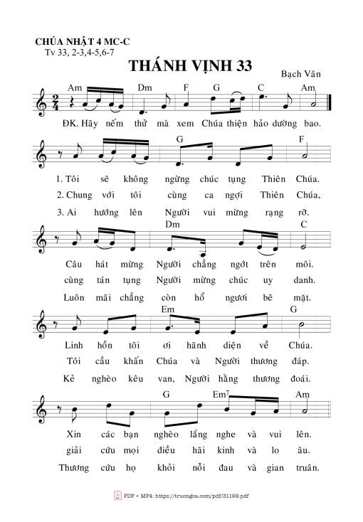 Thánh Vịnh 33, Chúa Nhật 4C Mùa Chay