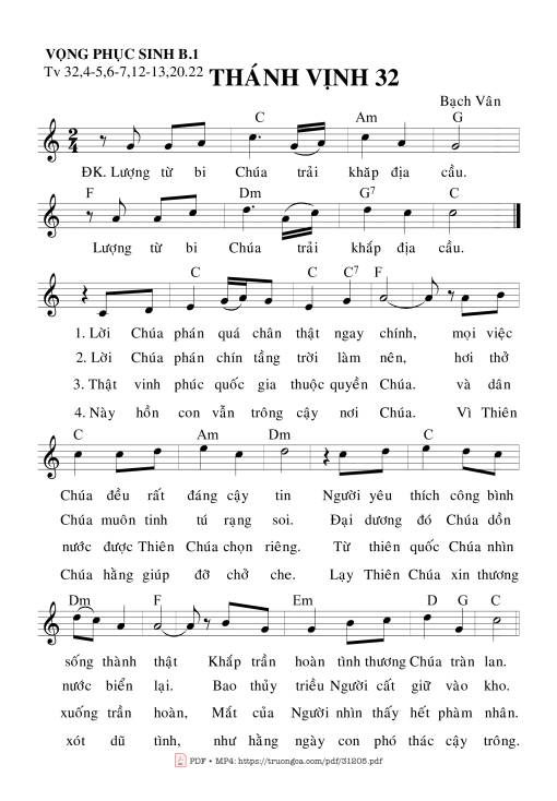 Thánh Vịnh 32, Vọng Phục Sinh – Bài 1