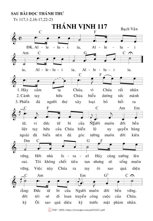 Thánh Vịnh 117, Vọng Phục Sinh – Sau Bài Thánh Thư