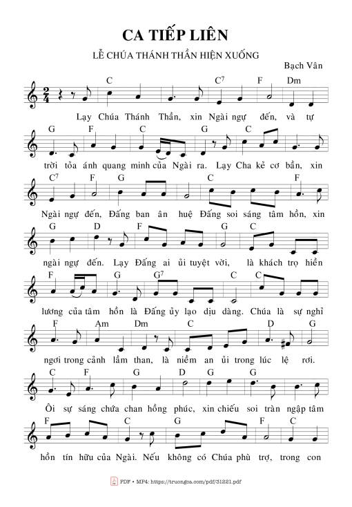 Sheet nhạc PDF bài Ca Tiếp Liên Lễ Chúa Thánh Thần Hiện Xuống
