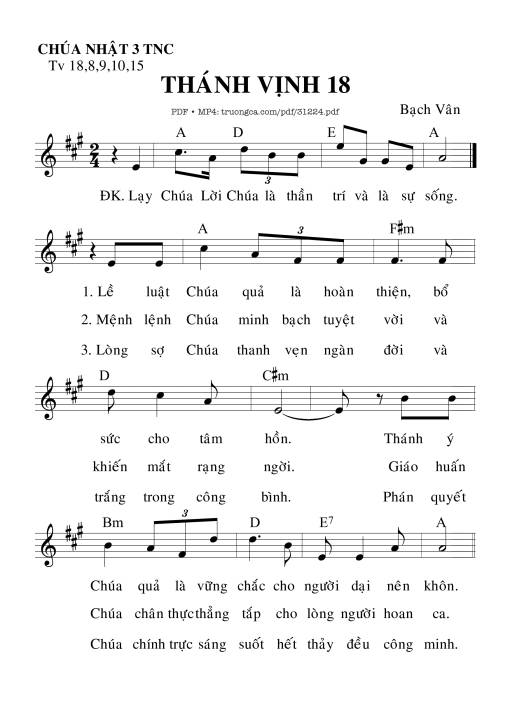 Thánh Vịnh 18, Chúa Nhật 3C Thường Niên