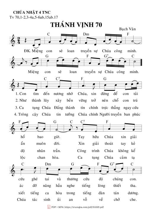 Thánh Vịnh 70, Chúa Nhật 4C Thường Niên